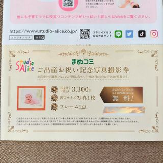 スタジオアリス　出産お祝い記念写真撮影券(アルバム)