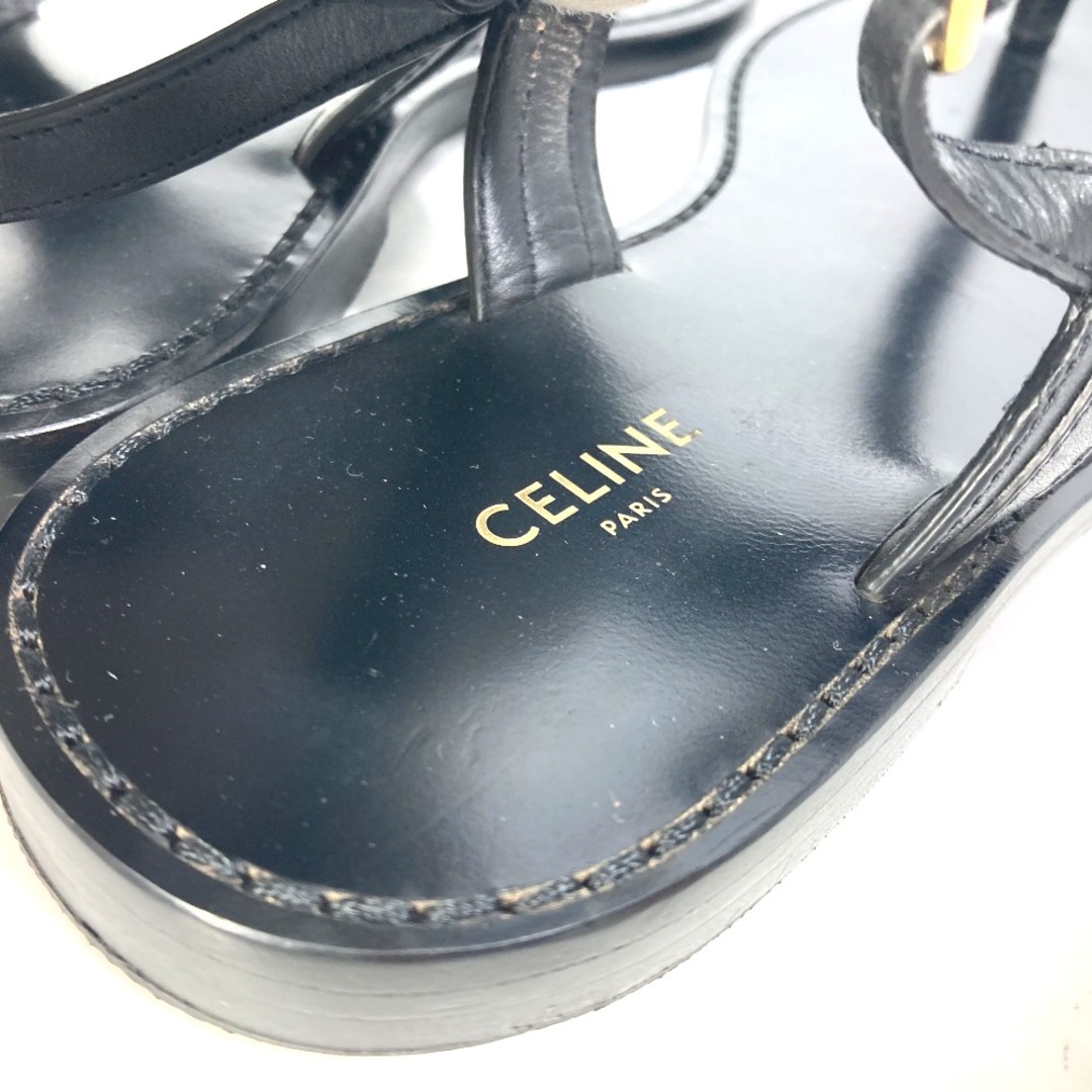 セリーヌ CELINE トングサンダル 33310 トリオンフ フラット 靴 ペタンコ サンダル レザー ブラック