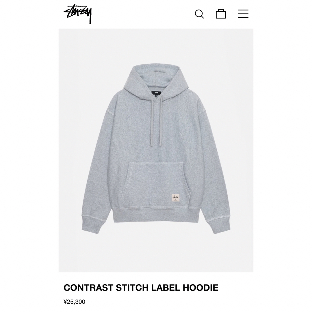 stussy contrast stitch label hoodie XL 黒