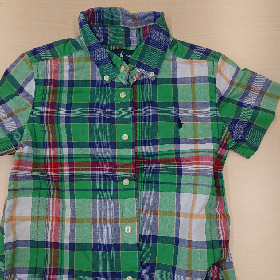 Ralph Lauren(ラルフローレン)のRALPH LAUREN 緑チェックシャツ/size110 キッズ/ベビー/マタニティのキッズ服男の子用(90cm~)(Tシャツ/カットソー)の商品写真