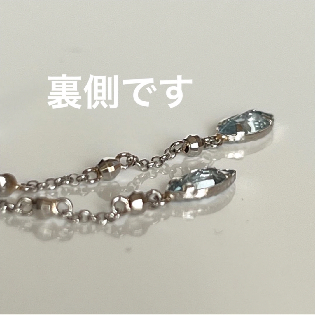 新品 pt900 /850 ブルートパーズ 天然石 少し長めの揺れる ピアス