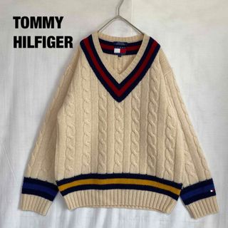 トミーヒルフィガー(TOMMY HILFIGER)のTOMMY HILFIGERトミーヒルフィガー チルデンニット ケーブル90's(ニット/セーター)