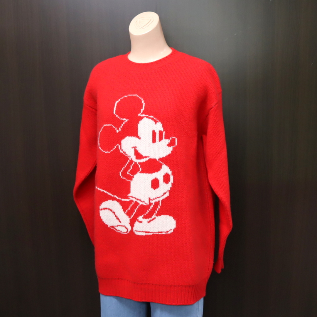 ミッキーイラストウール100%【MIUMIU×Disney】ミュウミュウ×ディズニー 長袖ニットセーター 38サイズ ウール ブラック/br3035kw