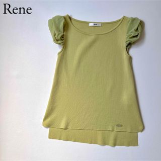 ルネ(René)の美品　Rene ルネ　ニット　シフォンスリーブ　ロゴプレート　トップス(ニット/セーター)