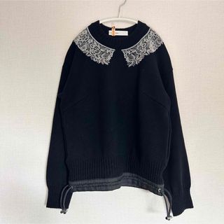 サカイラック(sacai luck)のサカイラック✳︎レースプリントニットセーター　sacai luckドローコード(ニット/セーター)