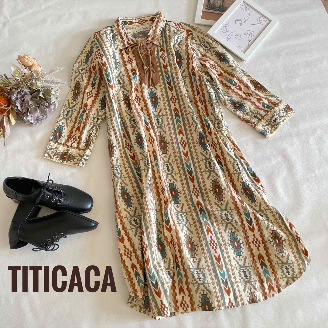 titicaca(チチカカ)の【TITICACA】エスニック柄　シャツワンピース レディースのワンピース(ロングワンピース/マキシワンピース)の商品写真