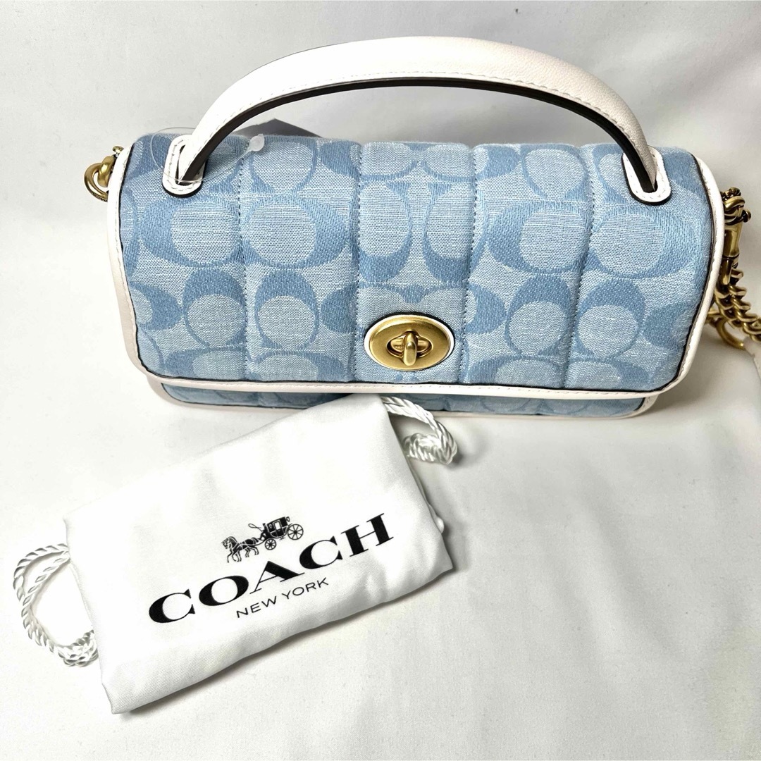 【新品】COACH コーチ ターンロック シグネチャー キルティング デニム