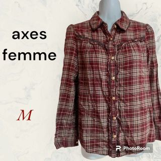 アクシーズファム(axes femme)の【美品】axes femme　赤チェックシャツ(シャツ/ブラウス(長袖/七分))