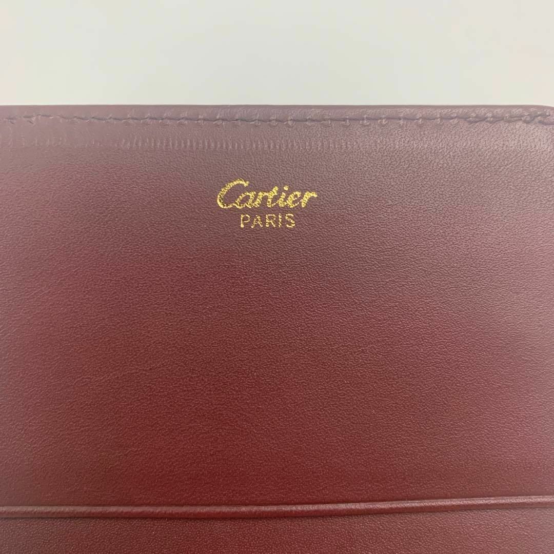 Cartier　マストライン　二つ折り財布　レザー　革　ワインレッド　箱付き