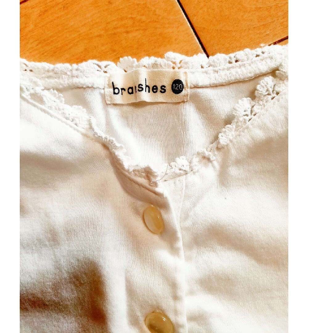 Branshes(ブランシェス)のbranshes　子供服　カットソー　袖なし　夏服　白　サイズ120 キッズ/ベビー/マタニティのキッズ服女の子用(90cm~)(Tシャツ/カットソー)の商品写真