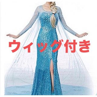 【ウィッグ付き】アナと雪の女王 エルサ ディズニー コスプレ衣装フルセット(衣装一式)