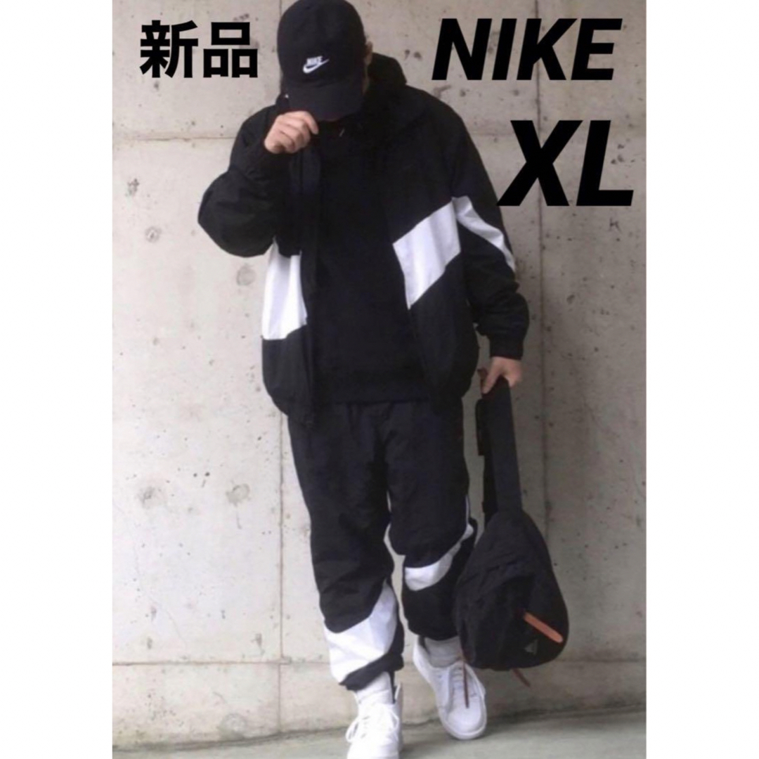 新品未使用】XL NIKE ナイキ スウッシュ ウーブン ジャケット 黒×白-