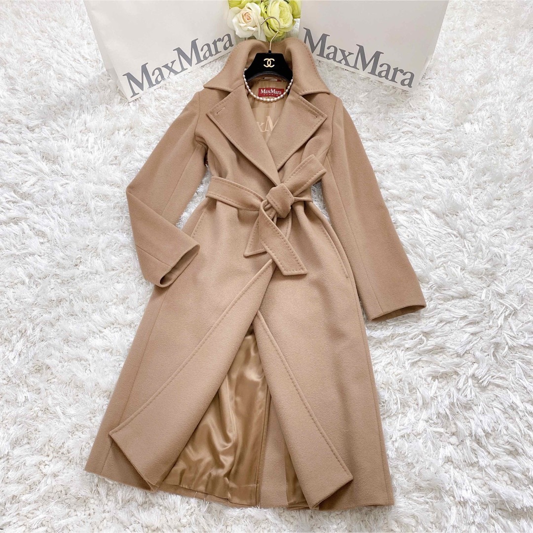 2023激安通販 キャメル 美品☆マックスマーラMaxMara ベルテットコート ...