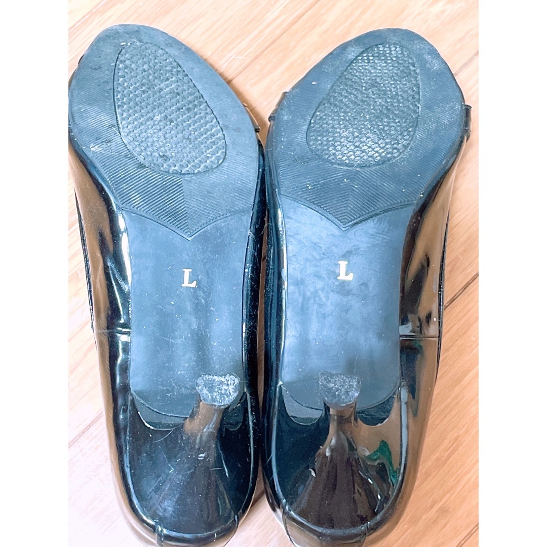 黒パンプス リボン ドット L 24cm レディースの靴/シューズ(ハイヒール/パンプス)の商品写真