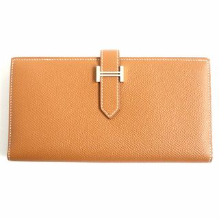 エルメス(Hermes)の極美品▼HERMES エルメス ベアンスフレ ヴォーエプソン シルバー金具 レザーウォレット/2つ折り財布 ゴールド 仏製 メンズ Z刻印 箱付き(折り財布)