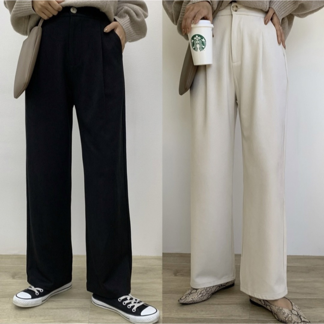 新品　BLATE 美ライン上質フロントボタンラフワイドパンツ