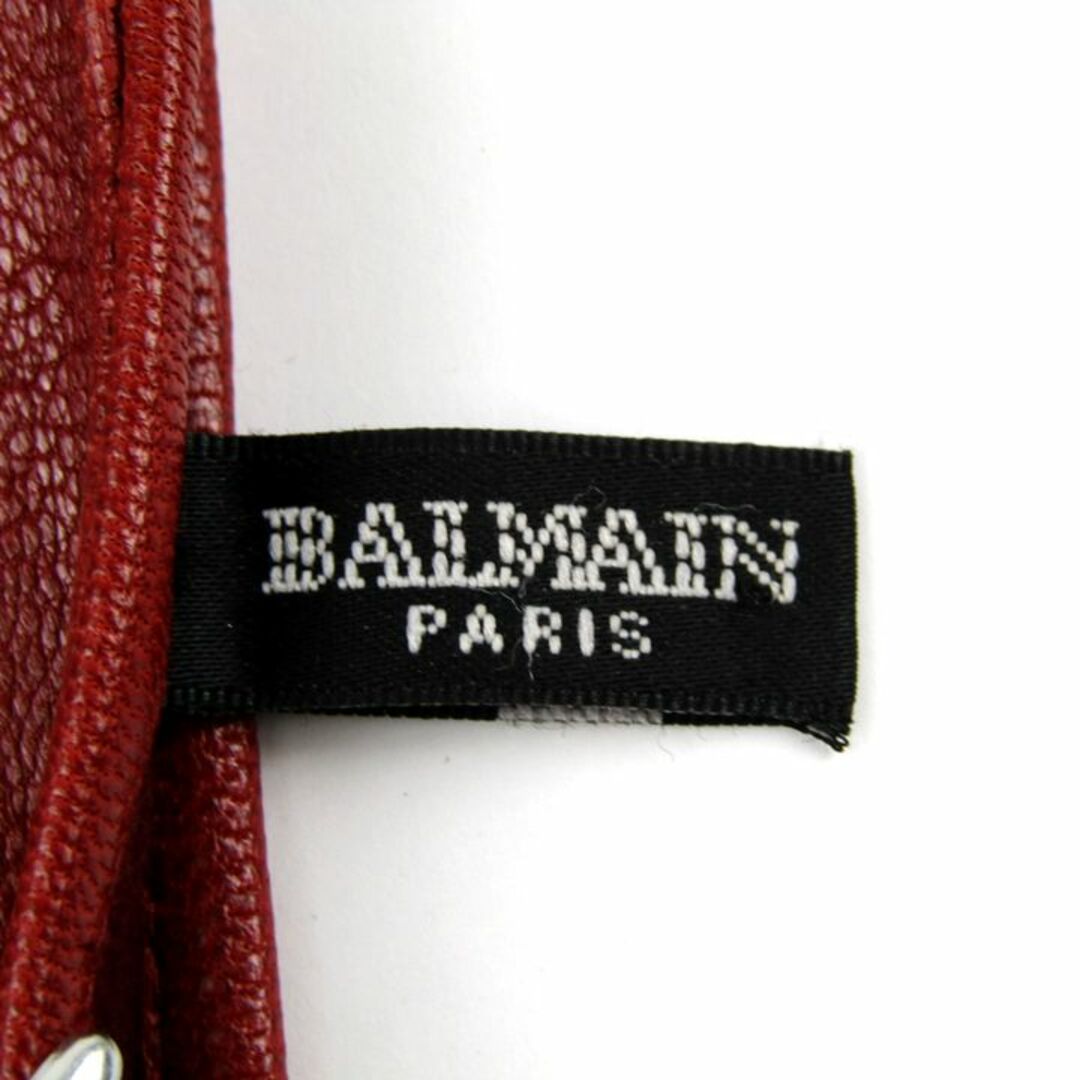 BALMAIN(バルマン)のバルマン 手袋 グローブ レザー ロゴ ブランド 革手袋 小物 レディース Mサイズ レッド BALMAIN レディースのファッション小物(手袋)の商品写真