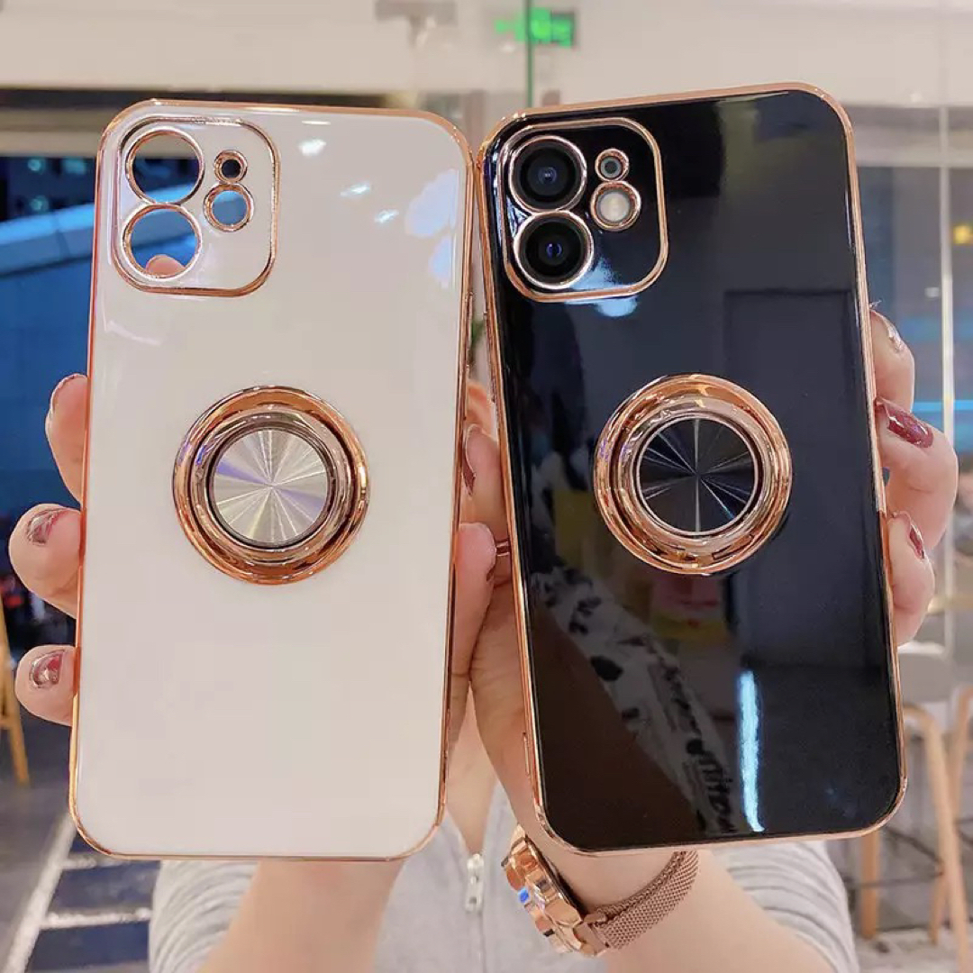 人気 リング iPhoneケース iPhone12promax パープル 安い