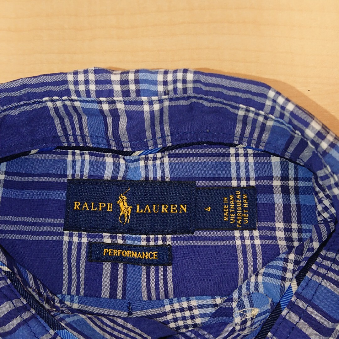 Ralph Lauren(ラルフローレン)のRALPH LAUREN 長袖ブルーチェックシャツ/4歳 キッズ/ベビー/マタニティのキッズ服男の子用(90cm~)(ブラウス)の商品写真