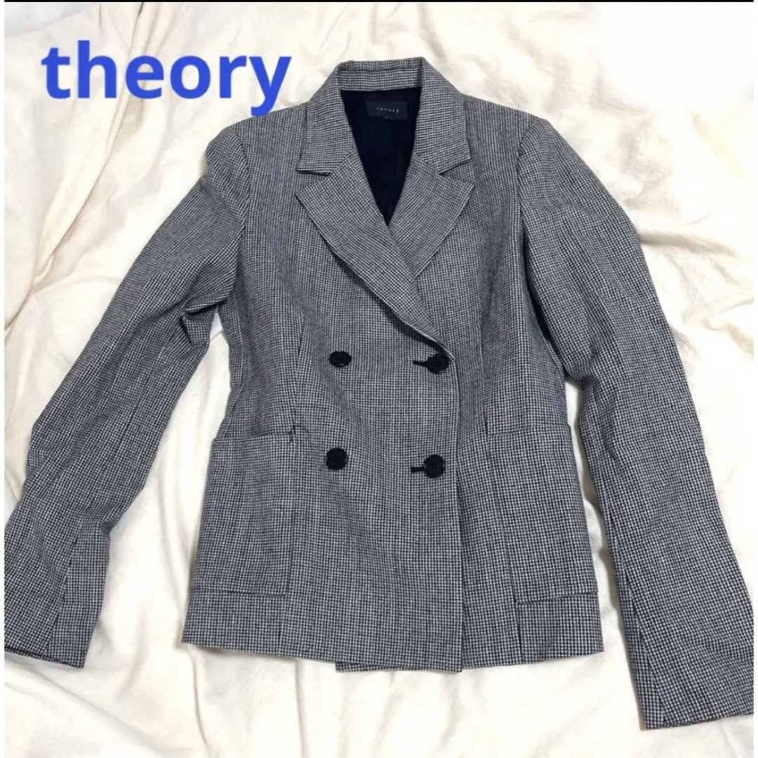 美品　セオリー　theory テーラードジャケット　黒白　ツイード