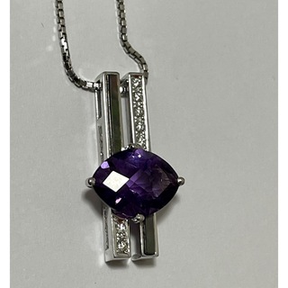 タサキ(TASAKI)のタサキ　アメジスト　ダイヤモンド　k18WG ネックレス(ネックレス)