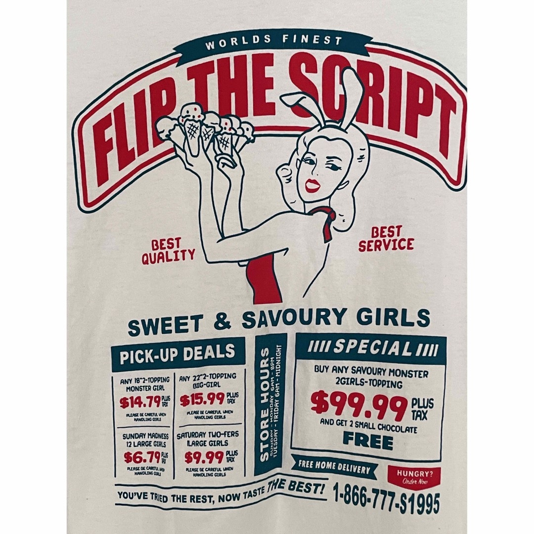 FLIP THE SCRIPT 50'sバニーガールプリント　長袖Tシャツ XL