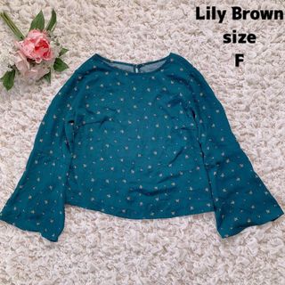 リリーブラウン(Lily Brown)のLily Brown  リリーブラウン 幾何学 総柄 グリーン レトロ F(カットソー(長袖/七分))