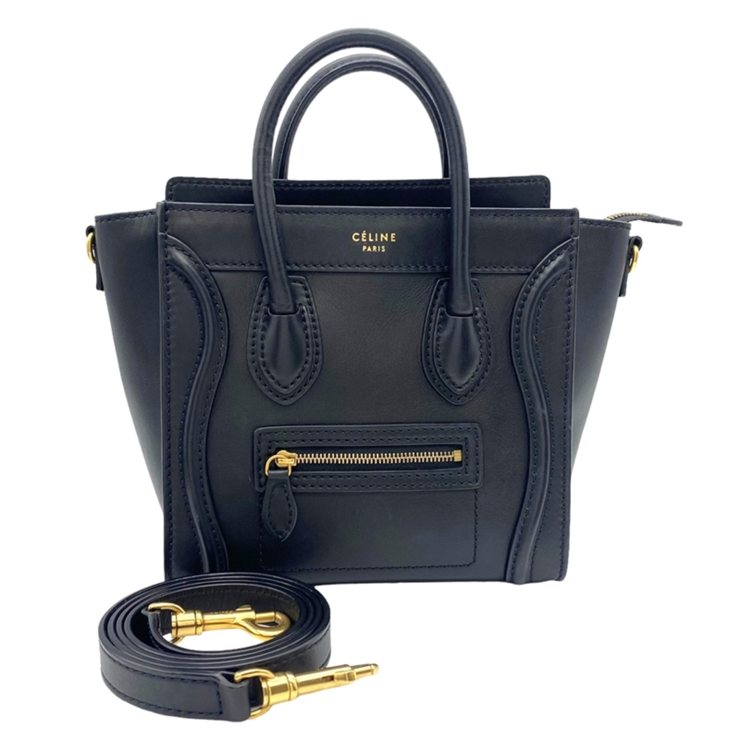 約20cm高さセリーヌ CELINE ナノショッパー 189243 ブラック ゴールド金具 カーフスキン レディース ハンドバッグ