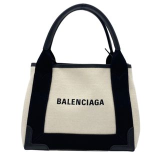 【BALENCIAGA】ネイビー・スモールカバス　キャンバス×カーフスキングレー