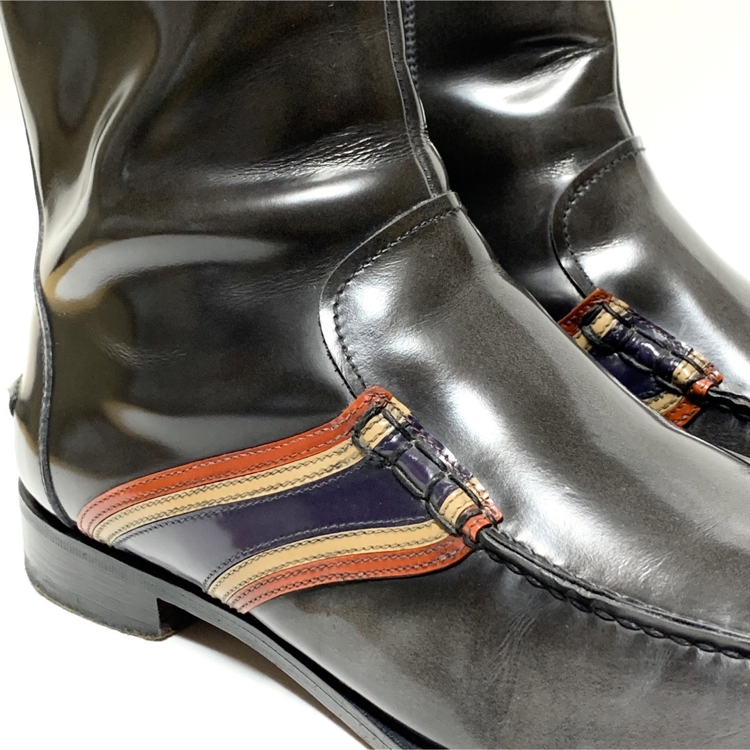PRADA(プラダ)の☆良品 プラダ PRADA サイドライン ジップアップ レザーブーツ イタリア製 メンズの靴/シューズ(ブーツ)の商品写真
