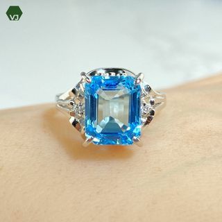 【23-14】ブルートパーズ　ダイヤモンド　リング　4.85ct(リング(指輪))