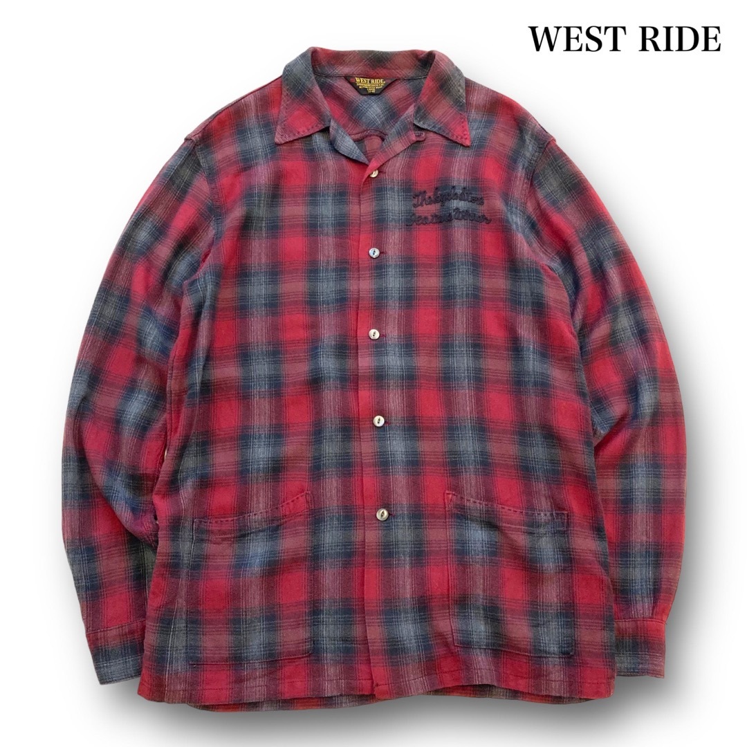 【WEST RIDE】ウエストライド オンブレチェック オープンカラーシャツ L