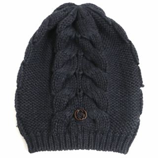 グッチ(Gucci)の極美品▼GUCCI グッチ 300052 4G206 GGロゴ付き ウール100% ケーブルニットキャップ/帽子 ダークグレー M イタリア製 メンズ 正規品　p06-st30321-46(キャップ)