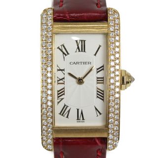 【替えベルト付き】Cartier　カルティエ　タンクアメリカン　WB701251　クオーツ　18Kイエローゴールド　ダイヤモンド　ホワイト　レッド　レディース　腕時計【中古】松前R56店(その他)