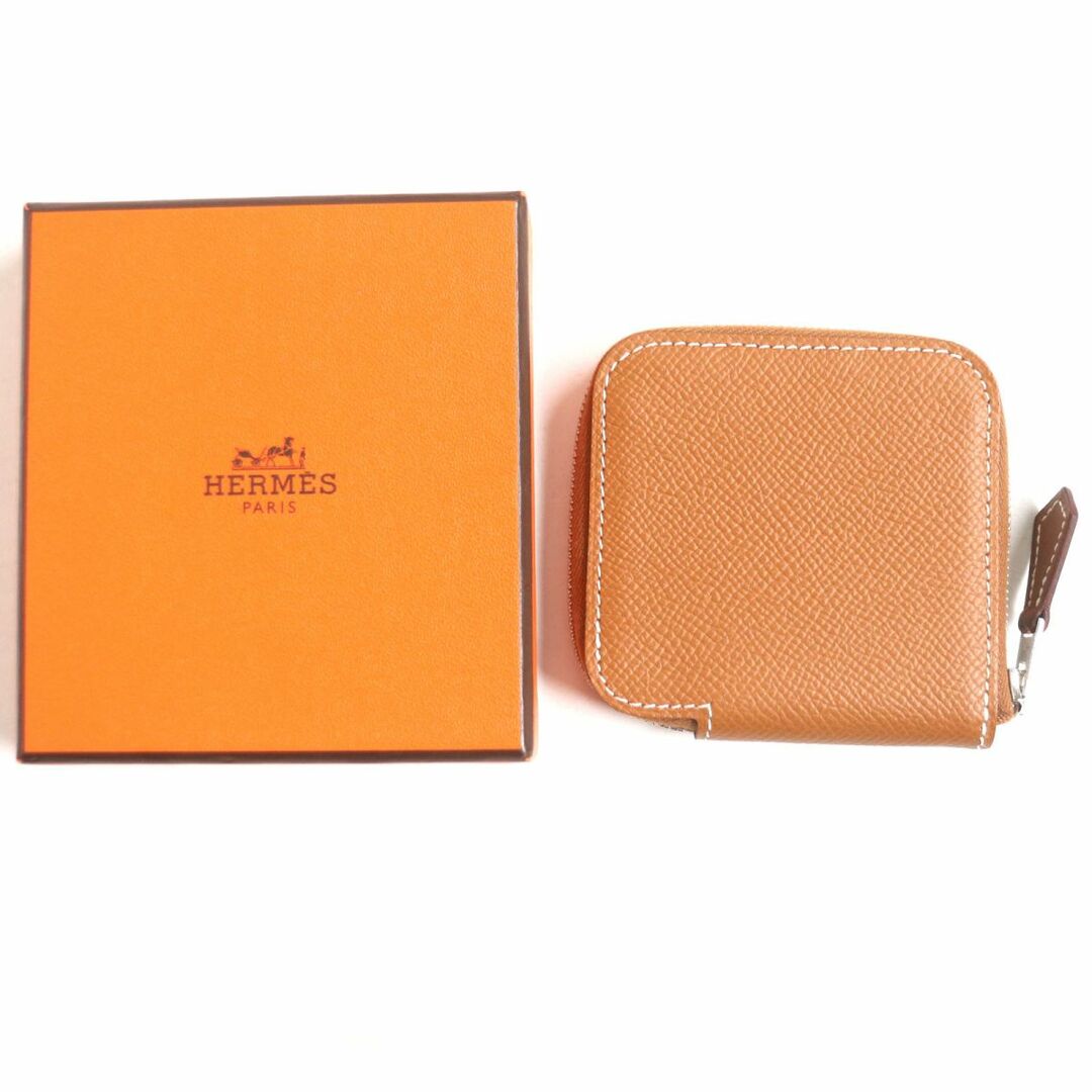 未使用品▼HERMES エルメス アザップ コンパクトミニ シルクイン ヴォーエプソン レザーコインケース ゴールド メンズ 仏製 Z刻印 箱付き　 p01-st30317-985