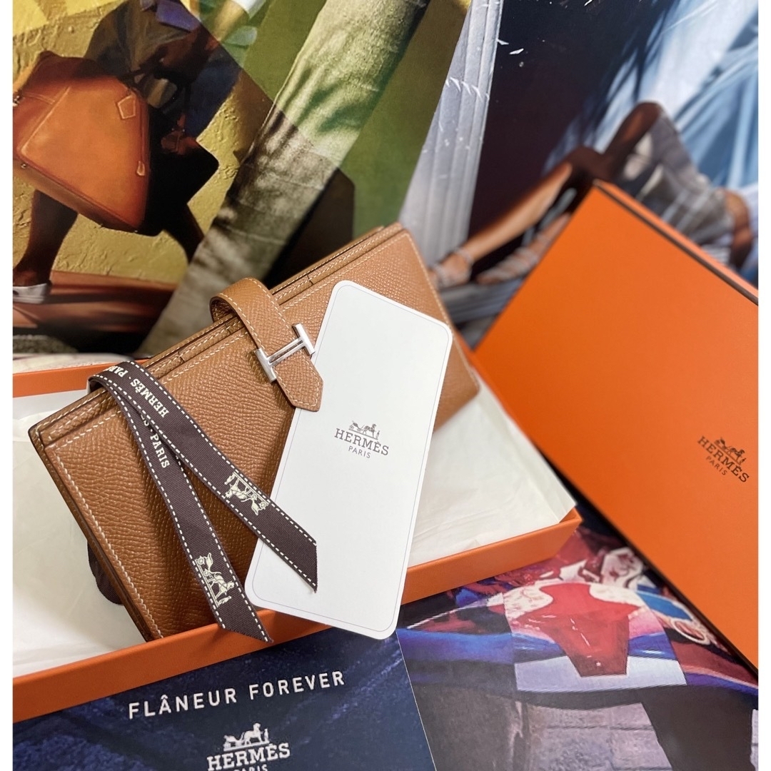 【正規品】HERMES ほぼ未使用✨エルメス  『べアン』スフレ 長財布 人気色