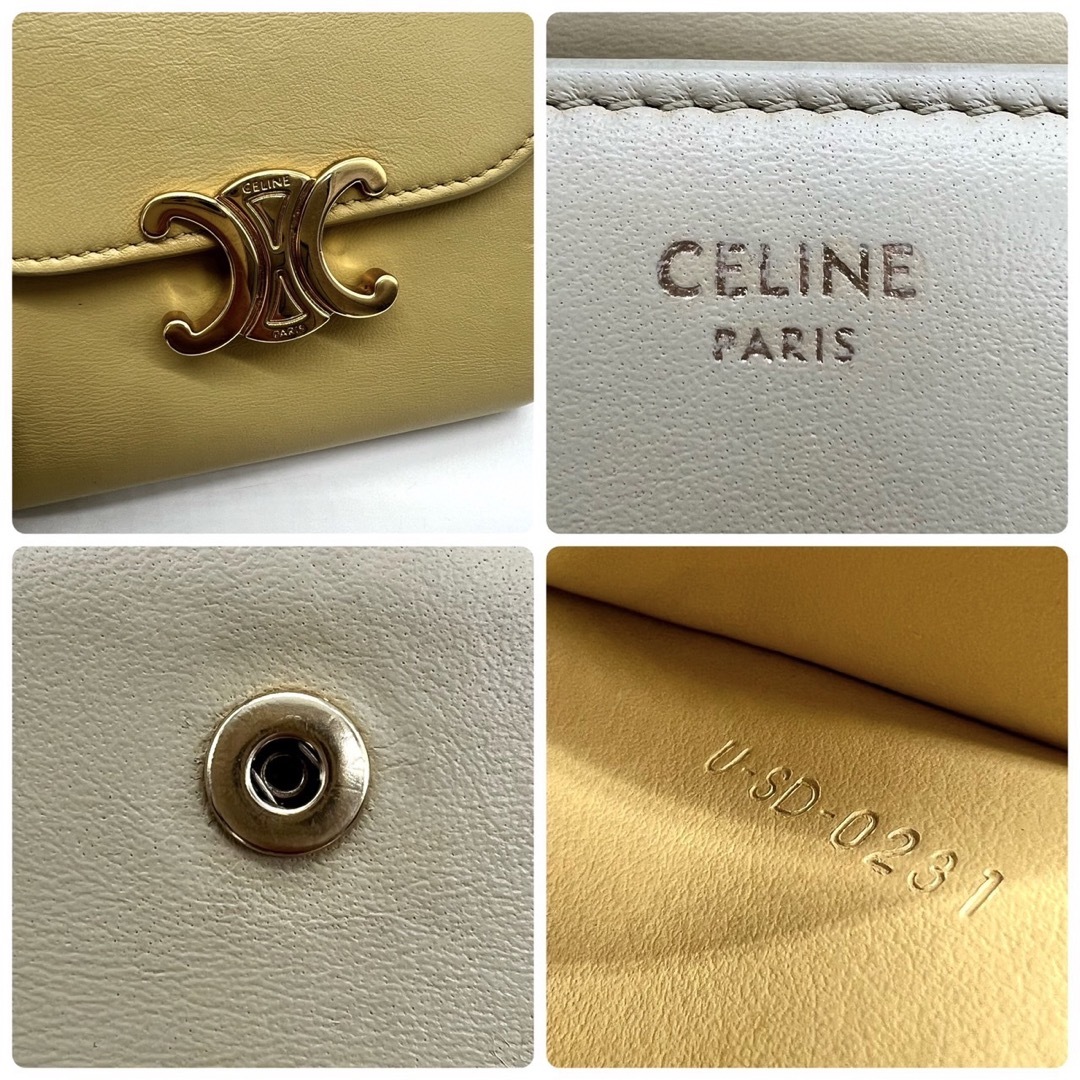 celine(セリーヌ)のセリーヌ　カーフスキン　スモールフラップウォレット　折り財布　イエロー レディースのファッション小物(財布)の商品写真