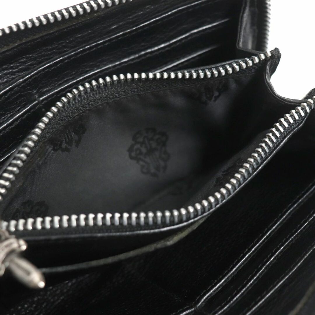 CHROME HEARTS クロムハーツ REC F ZIP ゼロピラミッドスタッズコーナー レザー長財布 ブラック