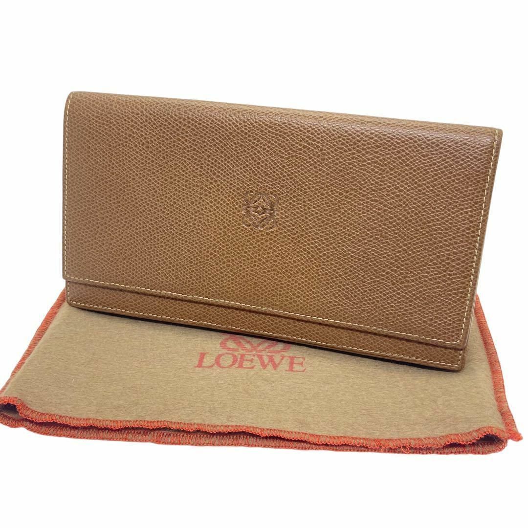 LOEWE 長財布 アナグラム フラップ ブラウン-
