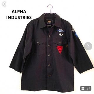 アルファインダストリーズ(ALPHA INDUSTRIES)のALPHA INDUSTRIES 7分袖シャツジャケット　黒(シャツ)