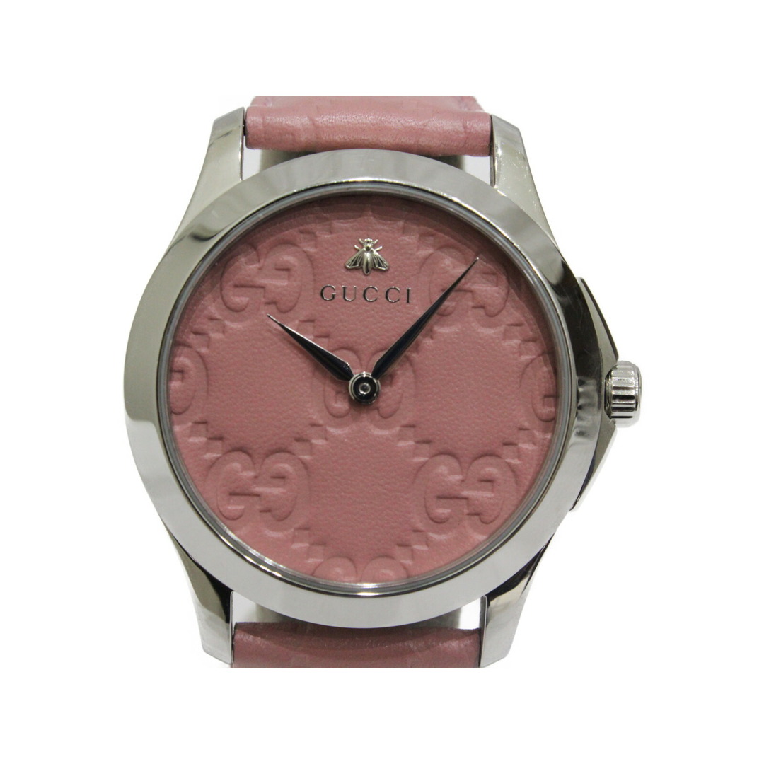 GUCCI グッチ Gタイムレス YA126578 クオーツ SS レザー ピンク