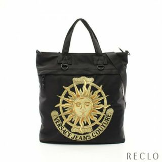 ヴェルサーチ(VERSACE)のサン ジップ ポケット ハンドバッグ トートバッグ ナイロン ブラック イエロー 2WAY(トートバッグ)