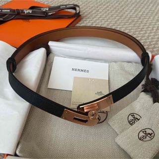 エルメス(Hermes)のエルメス　ケリーベルト　ブラック　ローズゴールド(ベルト)