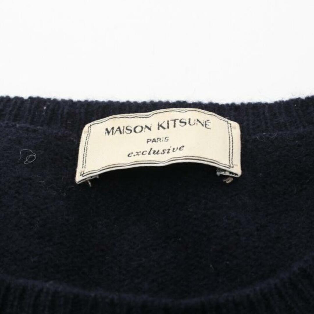 MAISON KITSUNE'(メゾンキツネ)の ニット クルーネック ウール ダークネイビー フォックスロゴパッチ レディースのトップス(ニット/セーター)の商品写真