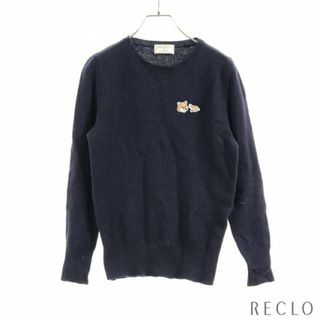 メゾンキツネ MAISON KITSUNEカシミヤ半袖ニット ネイビー