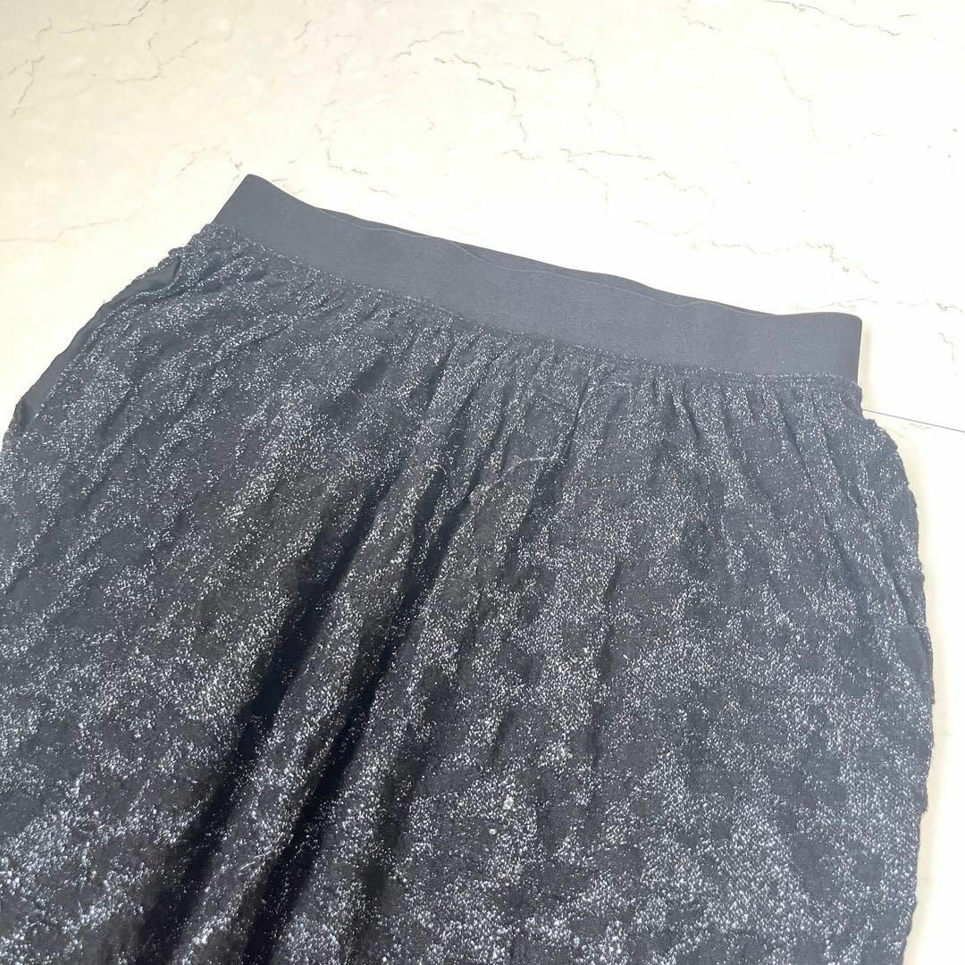Drawer(ドゥロワー)の【ドゥロワー】日本製 モヘヤ ラメ糸 ニット スカート 黒 drawer レディースのスカート(ミニスカート)の商品写真