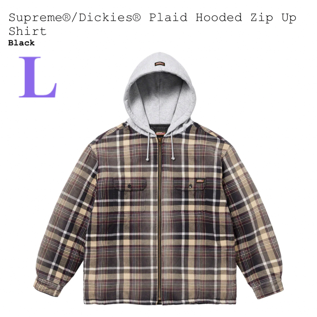 Supreme Dickies Plaid Hooded Zip ShirtカラーBlack