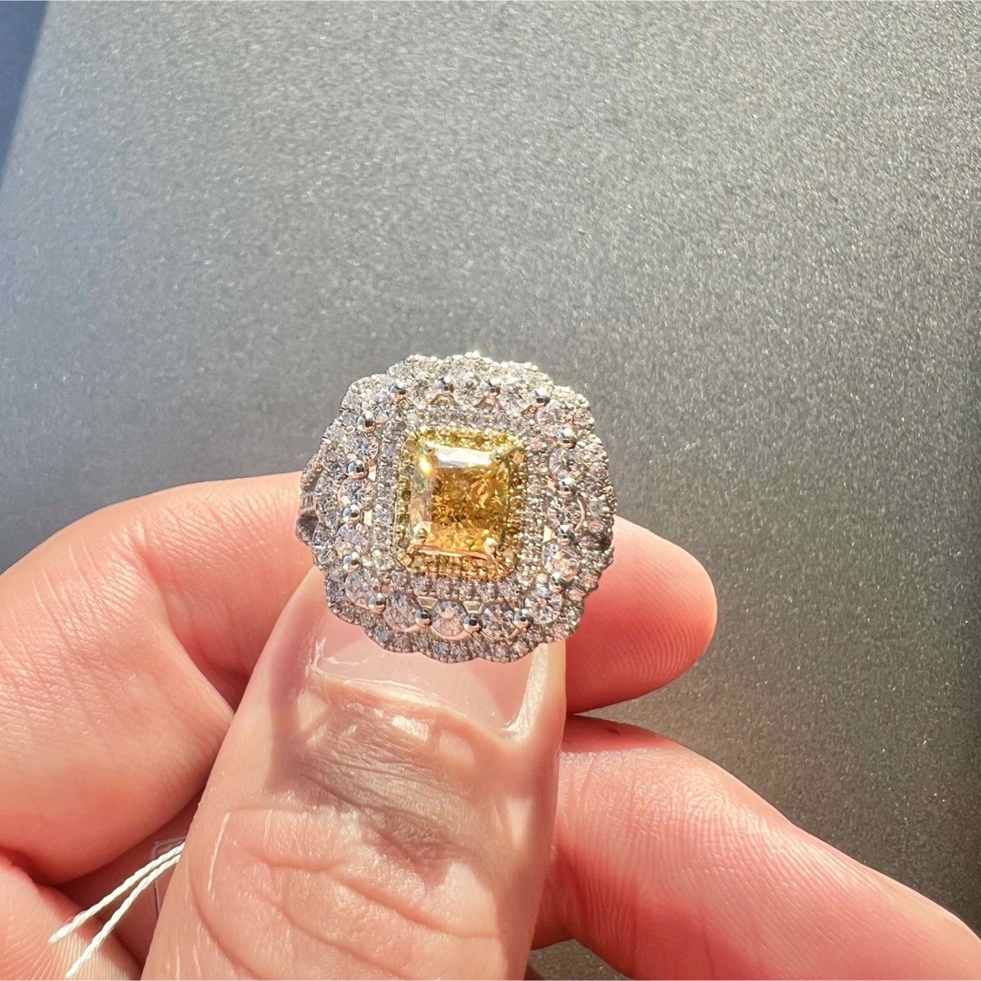 お宝出品☆PTイエローダイヤモンドリングYD:1.017ct D:1.09ct レディースのアクセサリー(リング(指輪))の商品写真