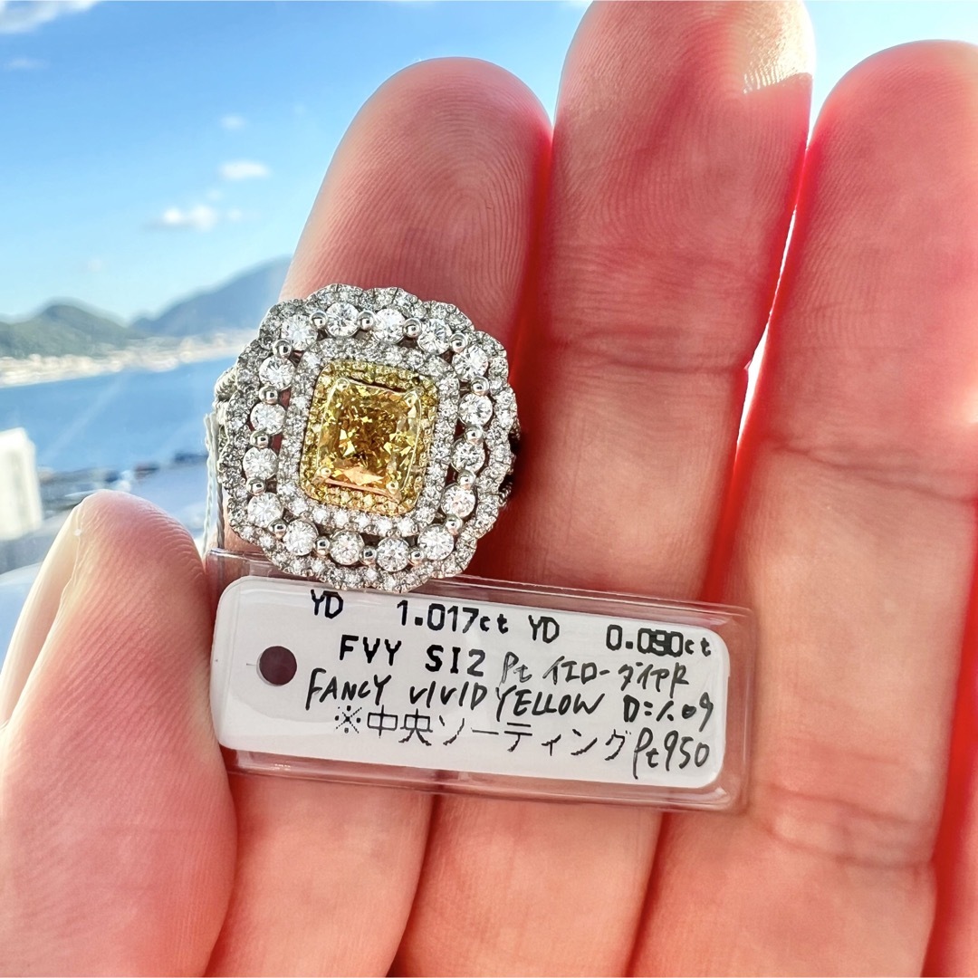 お宝出品☆PTイエローダイヤモンドリングYD:1.017ct D:1.09ct レディースのアクセサリー(リング(指輪))の商品写真