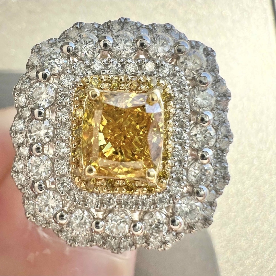 お宝出品☆PTイエローダイヤモンドリングYD:1.017ct D:1.09ct レディースのアクセサリー(リング(指輪))の商品写真